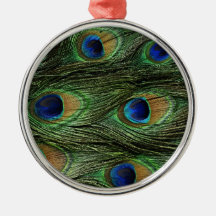 Peacock Feather Print Christmas Ornaments