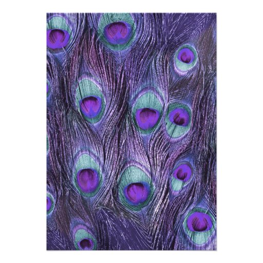 Peacock Feather Purple Drama - Wedding Invitation