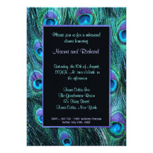 Peacock Feather Rehearsal Dinner Invitation
