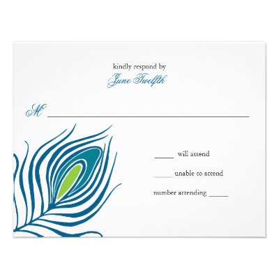 Peacock Feather Response Card Custom Announcements