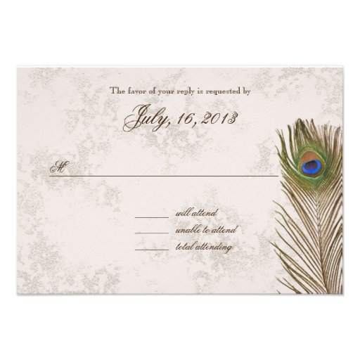 Peacock Feather Response Personalized Announcement