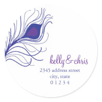 Peacock Feather Return Address labels Stickers