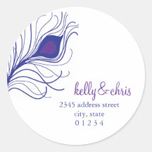Peacock Feather Return Address labels Stickers