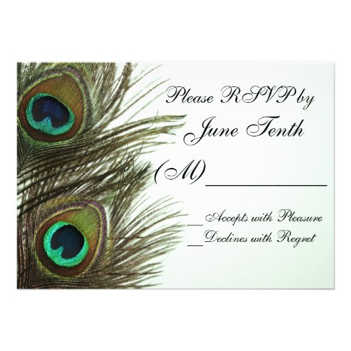 Peacock Feather RSVP Card Personalized Announcement