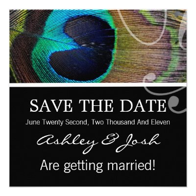 Peacock Feather Save The Date Invites