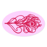 Peacock Feather Oval Stickers