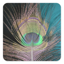 Peacock Feather Square Sticker