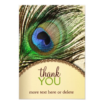 Peacock Feather Thank You Note Announcements