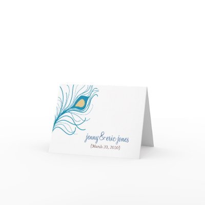 Peacock Feather Thank You Wedding Card