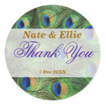 Peacock Feather Thank You Wedding Stickers