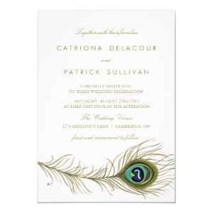 Peacock Feather Vintage Wedding Invitation 5