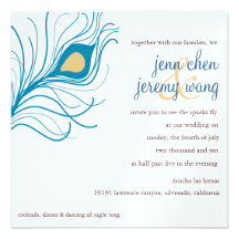Peacock Feather Wedding invite