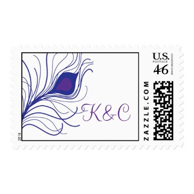 Peacock Feather Wedding Postage