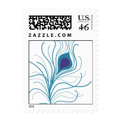 Peacock Feather Wedding Postage Stamps
