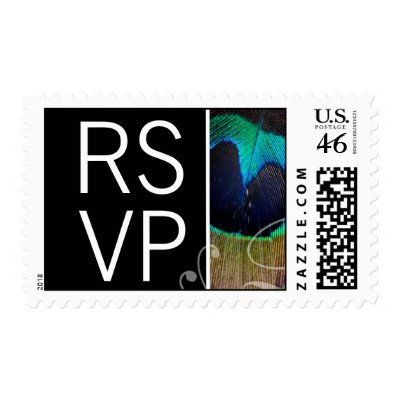 Peacock Feather Wedding RSVP Stamps 2370 045 1st Class 1oz