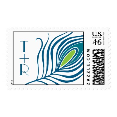 Peacock Feather Wedding Stamp