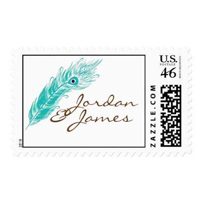 Peacock Feather Wedding Stamps
