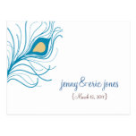 Peacock Feather Wedding Thank You Postcard