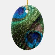 Peacock Feather with Stained Glass Effect Christmas Tree Ornaments
