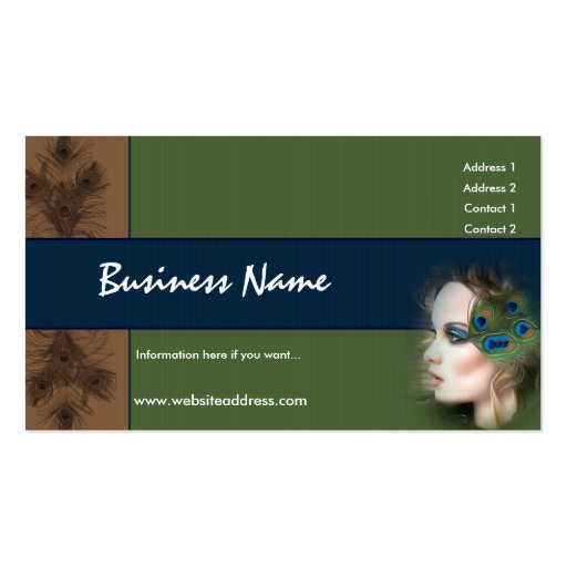 Peacock Feather Woman Business Cards (front side)