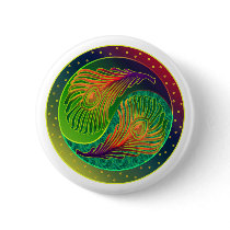 Peacock Feather Yin Yang 3 Button