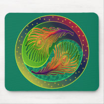 Peacock Feather Yin Yang 3 Mousepad