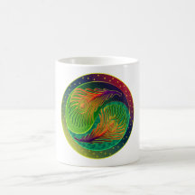 Peacock Feather Yin Yang 3 Mugs