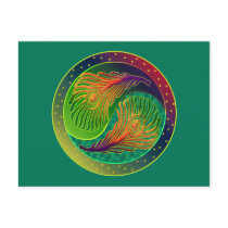 Peacock Feather Yin Yang 3 Postcards