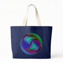 Peacock Feather Yin Yang 5 Canvas Bags