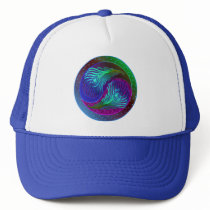 Peacock Feather Yin Yang 5 Trucker Hat