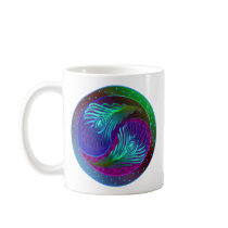 Peacock Feather Yin Yang 5 Coffee Mugs