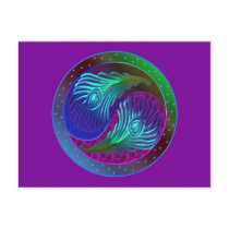 Peacock Feather Yin Yang 5 Postcard