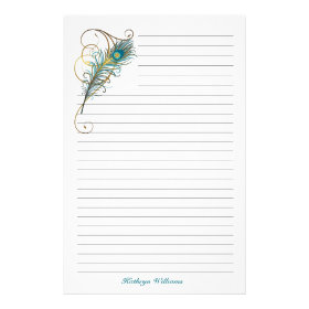 Peacock Feathered Lined Stationery