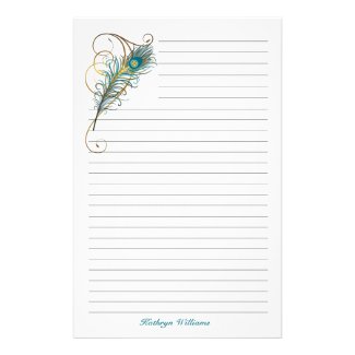 Peacock Feathered Lined Stationery