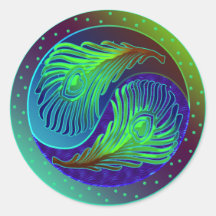 Peacock Feathers 1 Yin Yang Sticker