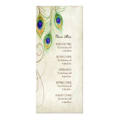 Peacock Feathers Black Damask Wedding Stationery Card