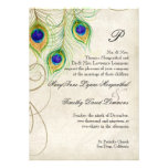 Peacock Feathers Black Damask Wedding Stationery Invitations