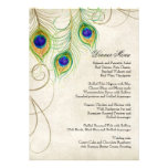 Peacock Feathers Black Damask Wedding Stationery Custom Invites