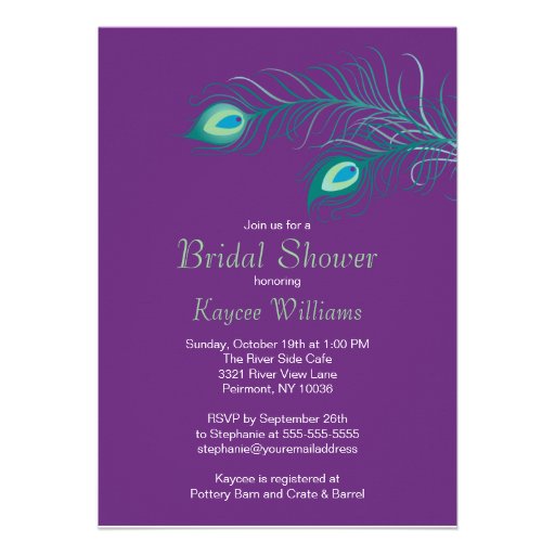 Peacock Feathers Bridal Shower Invitation
