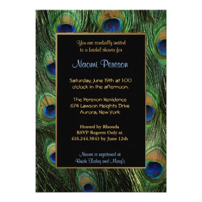 Peacock Feathers - Bridal Shower Custom Announcements