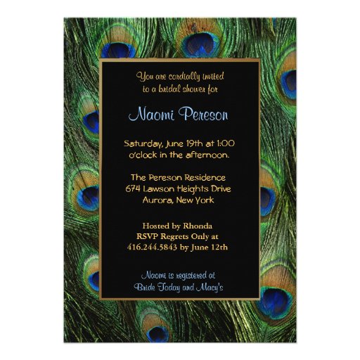 Peacock Feathers - Bridal Shower Custom Announcements