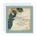 Peacock & Feathers Bridal Shower Invite Aqua Blue invitations