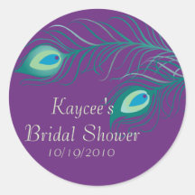 Peacock Feathers Bridal Shower Sticker