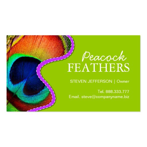 Peacock Feathers Business Cards (front side)