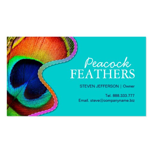 Peacock Feathers Business Cards (front side)