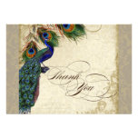 Peacock Feathers Formal Thank You Notes Taupe Personalized Announcements