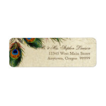 Peacock & Feathers Formal Wedding Matching Address Return Address Label