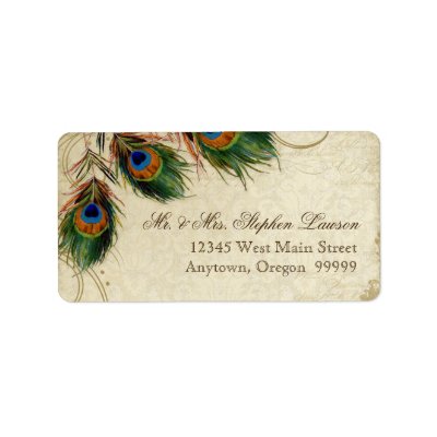 Peacock & Feathers Formal Wedding Matching Address Address Label