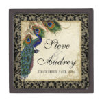 Peacock & Feathers Formal Wedding Ring Trinket Premium Keepsake Box