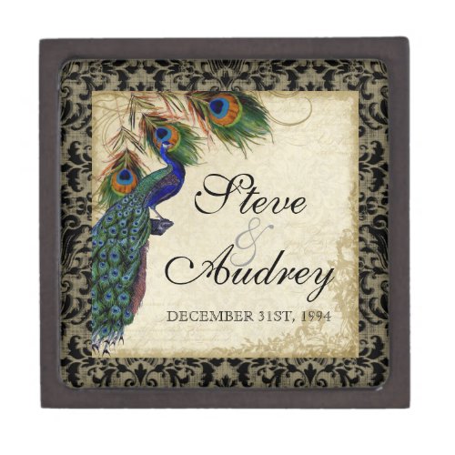 Peacock & Feathers Formal Wedding Ring Trinket planetjillgiftbox